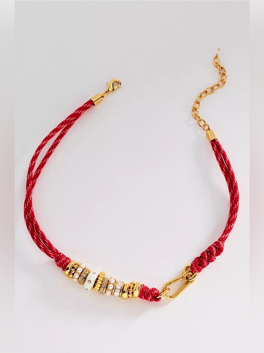 RARE! NWT Anthropologie Donut Beaded Cord Necklace Red